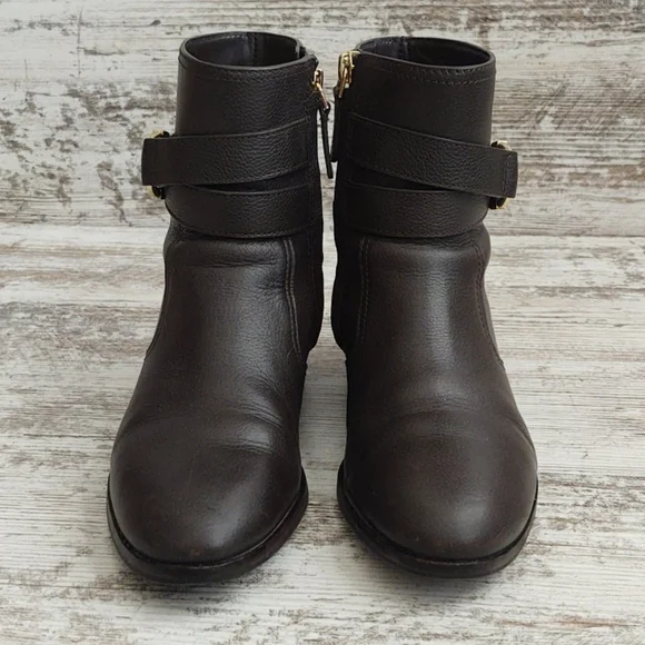 🟩Tory Burch Brown Leather Gemini Bootie - Picture 3 of 13